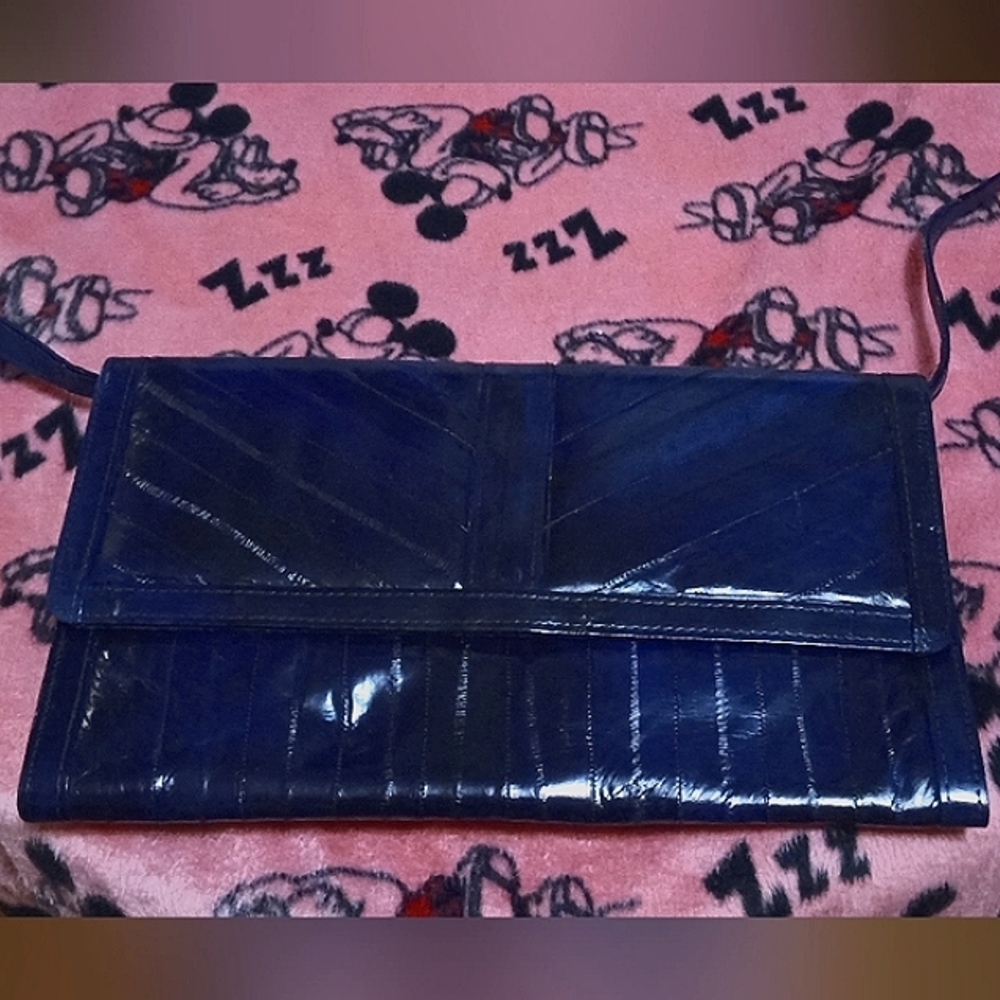 Genuine Eel Skin Handbag Blue